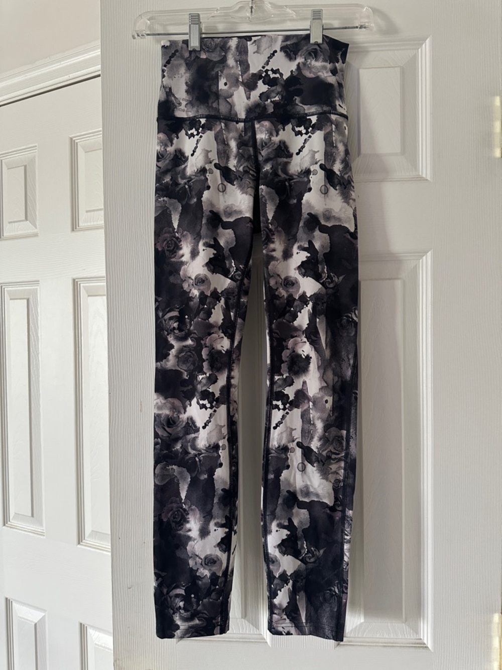 lululemon athletica Black & White Watercolor Floral Leggings